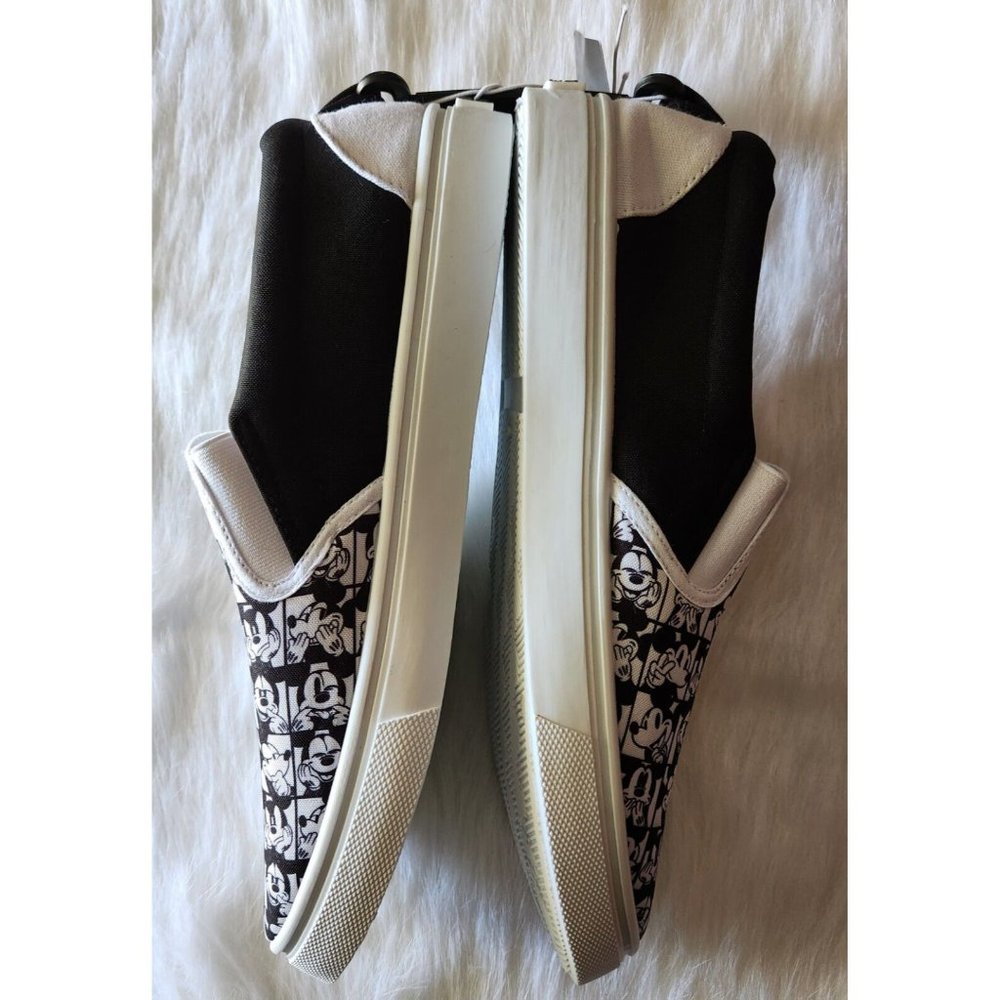 Disney Mickey Mouse Black White Slip On Sneakers Shoes 151473 Mens 10.5 NWT - Picture 6 of 9